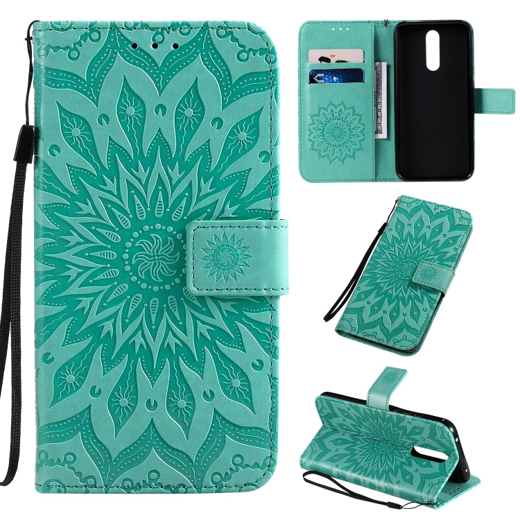 Pressed Printing Sunflower Pattern Horizontal Flip PU Leather Case with Holder & Card Slots & Wallet & Lanyard, For Vivo Y15 / Y17, For Huawei Enjoy 10S, For Xiaomi Redmi 8