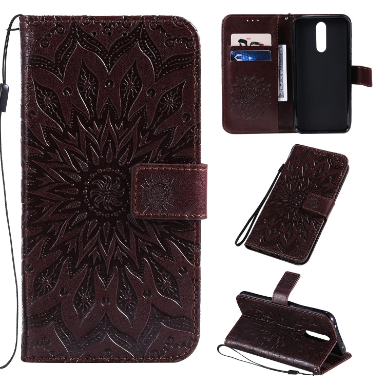Pressed Printing Sunflower Pattern Horizontal Flip PU Leather Case with Holder & Card Slots & Wallet & Lanyard, For Vivo Y15 / Y17, For Huawei Enjoy 10S, For Xiaomi Redmi 8