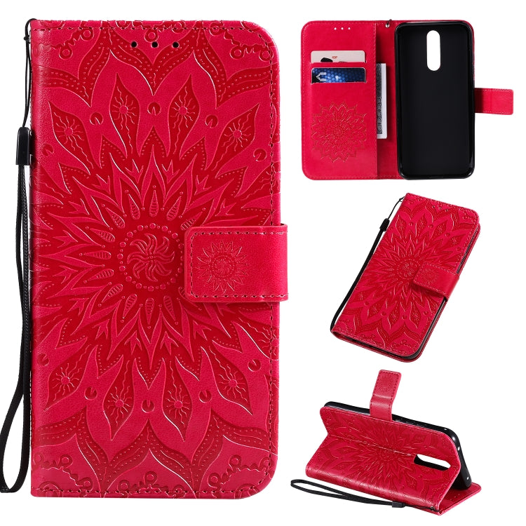 Pressed Printing Sunflower Pattern Horizontal Flip PU Leather Case with Holder & Card Slots & Wallet & Lanyard, For Vivo Y15 / Y17, For Huawei Enjoy 10S, For Xiaomi Redmi 8
