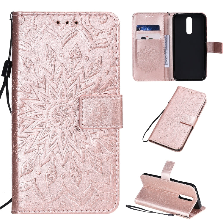 Pressed Printing Sunflower Pattern Horizontal Flip PU Leather Case with Holder & Card Slots & Wallet & Lanyard, For Vivo Y15 / Y17, For Huawei Enjoy 10S, For Xiaomi Redmi 8