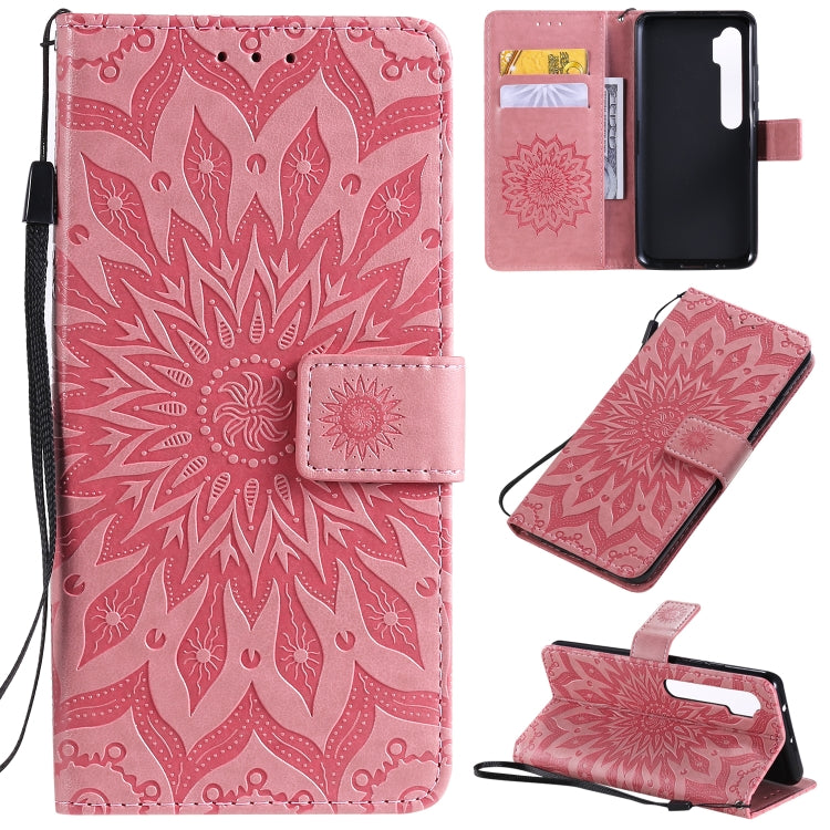 Pressed Printing Sunflower Pattern Horizontal Flip PU Leather Case with Holder & Card Slots & Wallet & Lanyard, Xiaomi Redmi Note 8T, For Xiaomi Mi CC9 Pro / Mi Note 10, For Motorola MOTO E6 Play