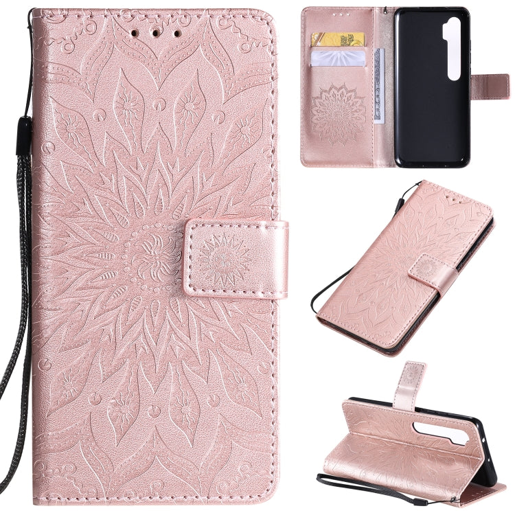 Pressed Printing Sunflower Pattern Horizontal Flip PU Leather Case with Holder & Card Slots & Wallet & Lanyard, Xiaomi Redmi Note 8T, For Xiaomi Mi CC9 Pro / Mi Note 10, For Motorola MOTO E6 Play