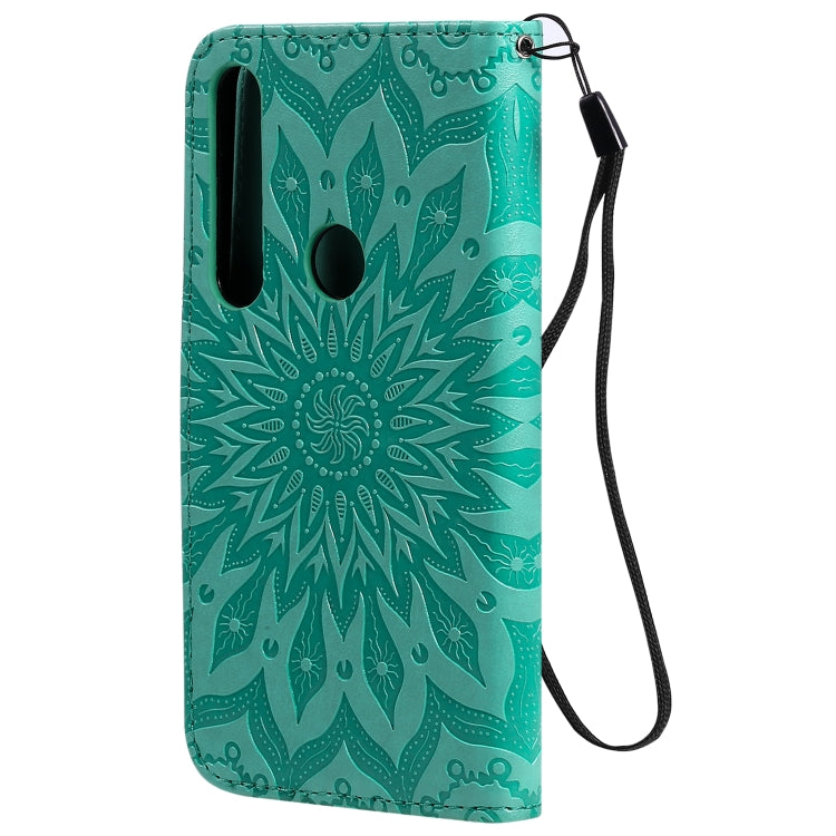 Pressed Printing Sunflower Pattern Horizontal Flip PU Leather Case with Holder & Card Slots & Wallet & Lanyard, For Motorola MOTO G8 Plus, For Motorola MOTO One
