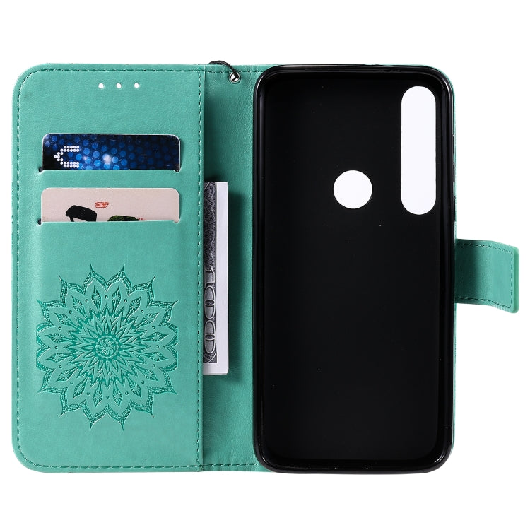 Pressed Printing Sunflower Pattern Horizontal Flip PU Leather Case with Holder & Card Slots & Wallet & Lanyard, For Motorola MOTO G8 Plus, For Motorola MOTO One