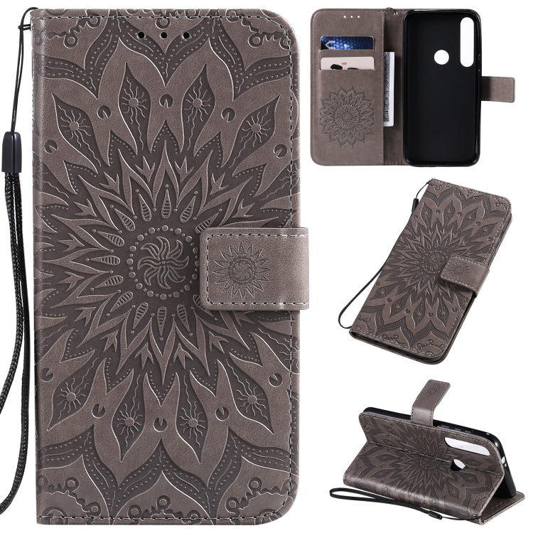 Pressed Printing Sunflower Pattern Horizontal Flip PU Leather Case with Holder & Card Slots & Wallet & Lanyard, For Motorola MOTO G8 Plus, For Motorola MOTO One