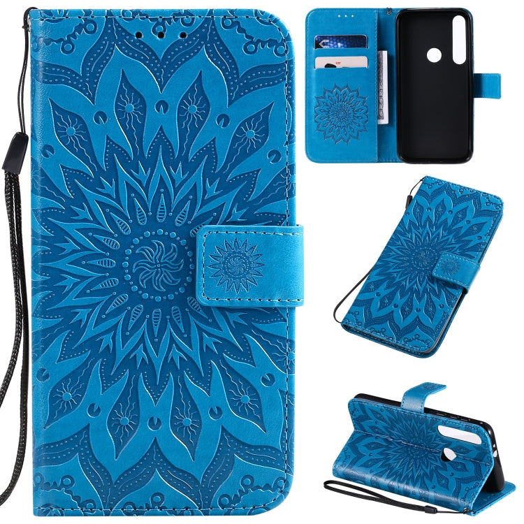 Pressed Printing Sunflower Pattern Horizontal Flip PU Leather Case with Holder & Card Slots & Wallet & Lanyard, For Motorola MOTO G8 Plus, For Motorola MOTO One