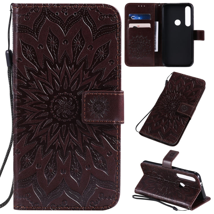 Pressed Printing Sunflower Pattern Horizontal Flip PU Leather Case with Holder & Card Slots & Wallet & Lanyard, For Motorola MOTO G8 Plus, For Motorola MOTO One