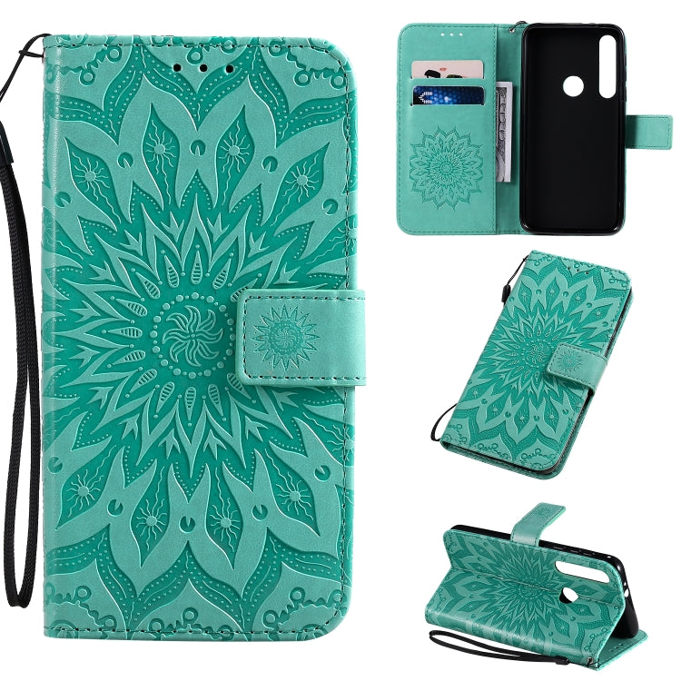 Pressed Printing Sunflower Pattern Horizontal Flip PU Leather Case with Holder & Card Slots & Wallet & Lanyard, For Motorola MOTO G8 Plus, For Motorola MOTO One