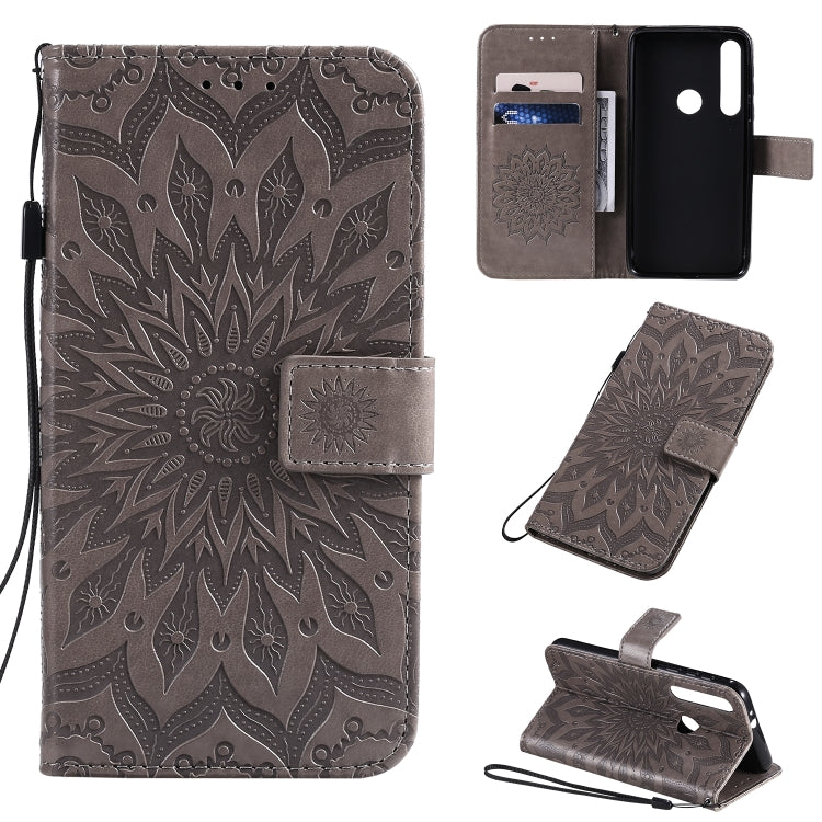 Pressed Printing Sunflower Pattern Horizontal Flip PU Leather Case with Holder & Card Slots & Wallet & Lanyard, For Motorola MOTO G8 Plus, For Motorola MOTO One
