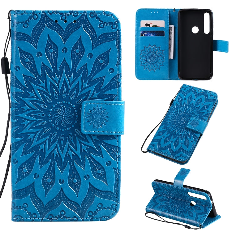 Pressed Printing Sunflower Pattern Horizontal Flip PU Leather Case with Holder & Card Slots & Wallet & Lanyard, For Motorola MOTO G8 Plus, For Motorola MOTO One