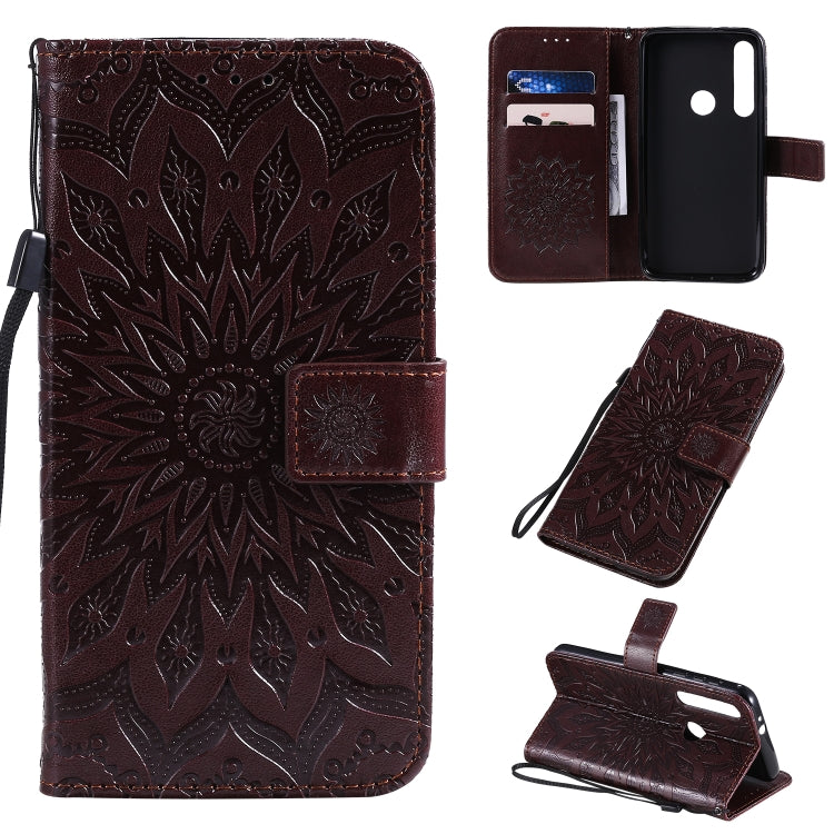 Pressed Printing Sunflower Pattern Horizontal Flip PU Leather Case with Holder & Card Slots & Wallet & Lanyard, For Motorola MOTO G8 Plus, For Motorola MOTO One