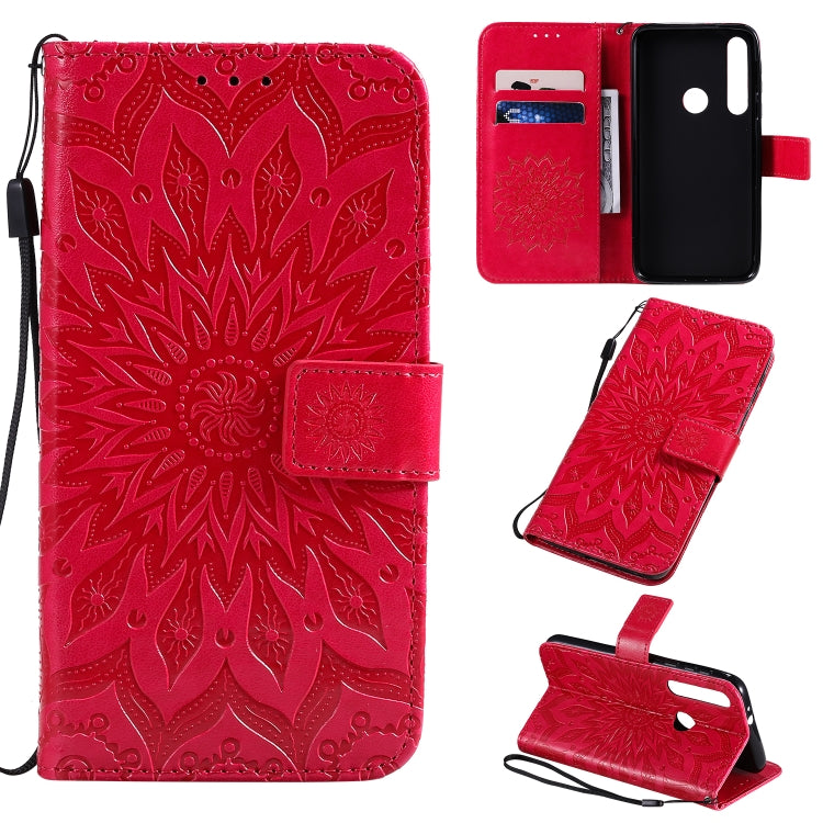 Pressed Printing Sunflower Pattern Horizontal Flip PU Leather Case with Holder & Card Slots & Wallet & Lanyard, For Motorola MOTO G8 Plus, For Motorola MOTO One