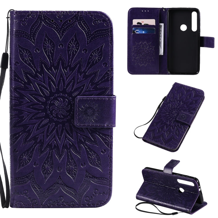 Pressed Printing Sunflower Pattern Horizontal Flip PU Leather Case with Holder & Card Slots & Wallet & Lanyard, For Motorola MOTO G8 Plus, For Motorola MOTO One