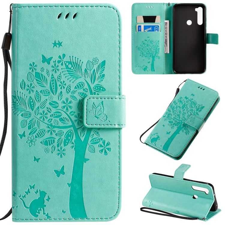 Tree & Cat Pattern Pressed Printing Horizontal Flip PU Leather Case with Holder & Card Slots & Wallet & Lanyard, For Xiaomi Redmi Note 8T, For Xiaomi Redmi 8