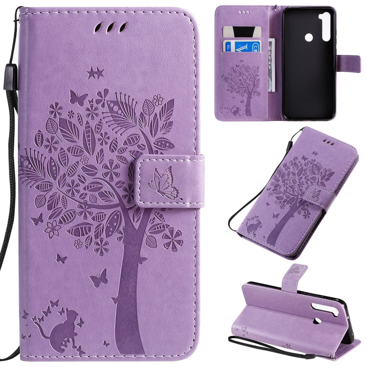 Tree & Cat Pattern Pressed Printing Horizontal Flip PU Leather Case with Holder & Card Slots & Wallet & Lanyard, For Xiaomi Redmi Note 8T, For Xiaomi Redmi 8