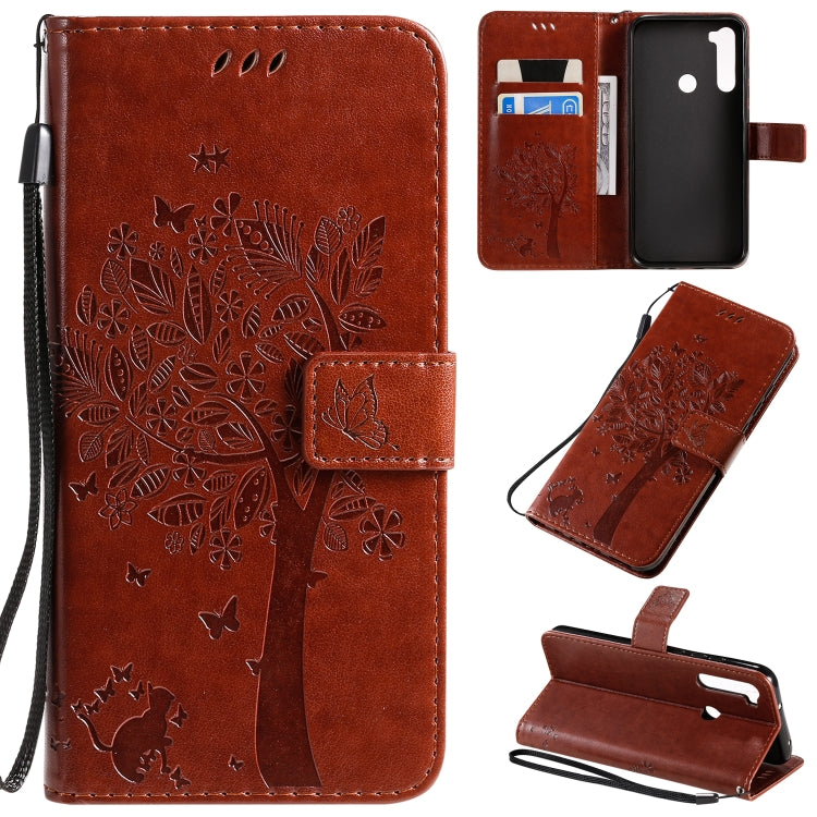 Tree & Cat Pattern Pressed Printing Horizontal Flip PU Leather Case with Holder & Card Slots & Wallet & Lanyard, For Xiaomi Redmi Note 8T, For Xiaomi Redmi 8
