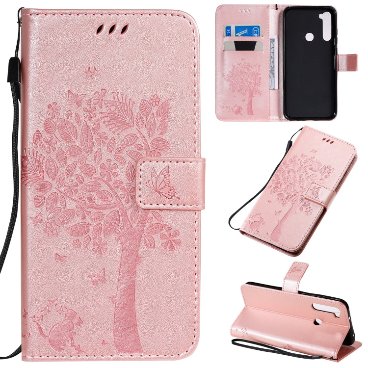 Tree & Cat Pattern Pressed Printing Horizontal Flip PU Leather Case with Holder & Card Slots & Wallet & Lanyard, For Xiaomi Redmi Note 8T, For Xiaomi Redmi 8