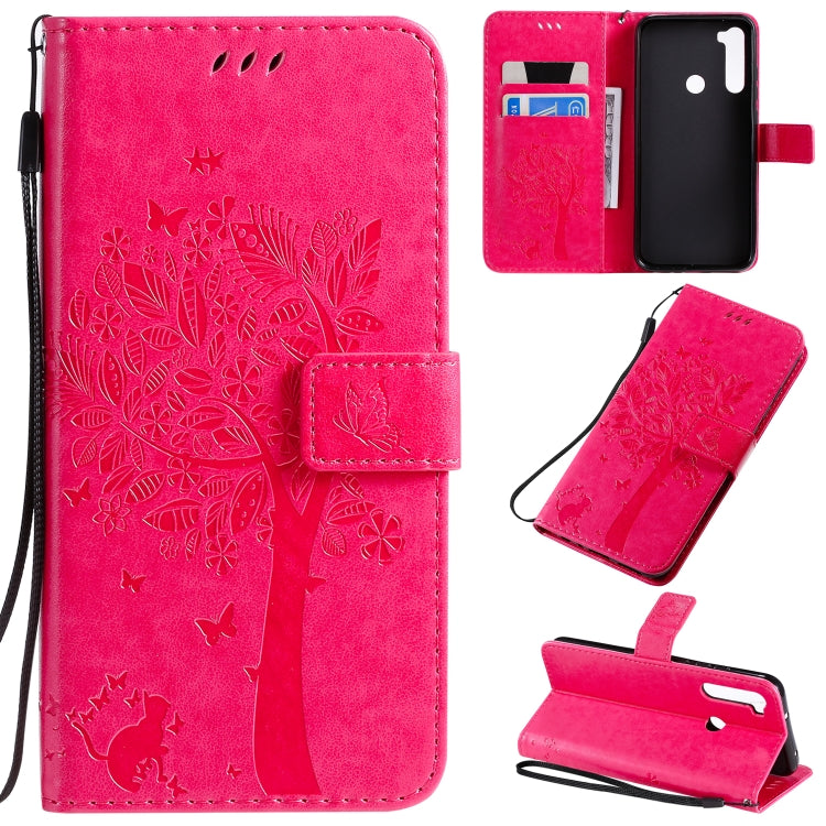 Tree & Cat Pattern Pressed Printing Horizontal Flip PU Leather Case with Holder & Card Slots & Wallet & Lanyard, For Xiaomi Redmi Note 8T, For Xiaomi Redmi 8