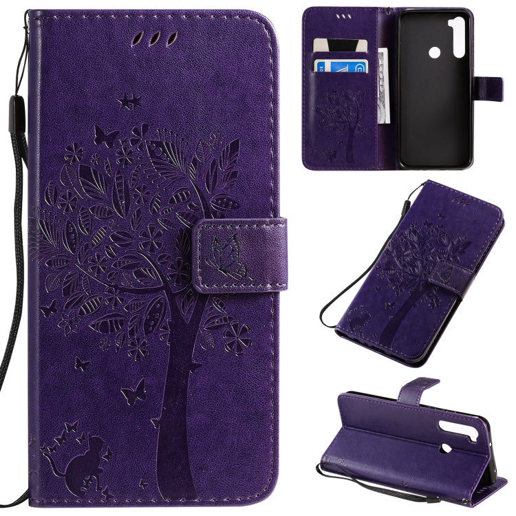 Tree & Cat Pattern Pressed Printing Horizontal Flip PU Leather Case with Holder & Card Slots & Wallet & Lanyard, For Xiaomi Redmi Note 8T, For Xiaomi Redmi 8