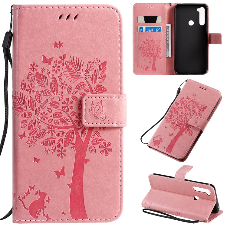 Tree & Cat Pattern Pressed Printing Horizontal Flip PU Leather Case with Holder & Card Slots & Wallet & Lanyard, For Xiaomi Redmi Note 8T, For Xiaomi Redmi 8
