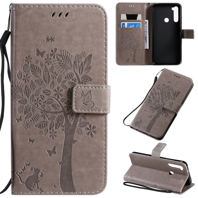 Tree & Cat Pattern Pressed Printing Horizontal Flip PU Leather Case with Holder & Card Slots & Wallet & Lanyard, For Xiaomi Redmi Note 8T, For Xiaomi Redmi 8