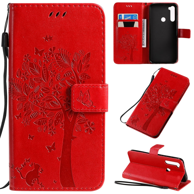 Tree & Cat Pattern Pressed Printing Horizontal Flip PU Leather Case with Holder & Card Slots & Wallet & Lanyard, For Xiaomi Redmi Note 8T, For Xiaomi Redmi 8