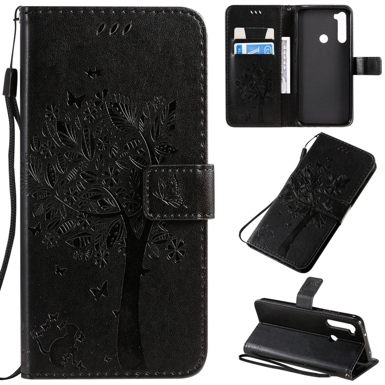 Tree & Cat Pattern Pressed Printing Horizontal Flip PU Leather Case with Holder & Card Slots & Wallet & Lanyard, For Xiaomi Redmi Note 8T, For Xiaomi Redmi 8