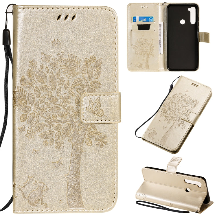 Tree & Cat Pattern Pressed Printing Horizontal Flip PU Leather Case with Holder & Card Slots & Wallet & Lanyard, For Xiaomi Redmi Note 8T, For Xiaomi Redmi 8