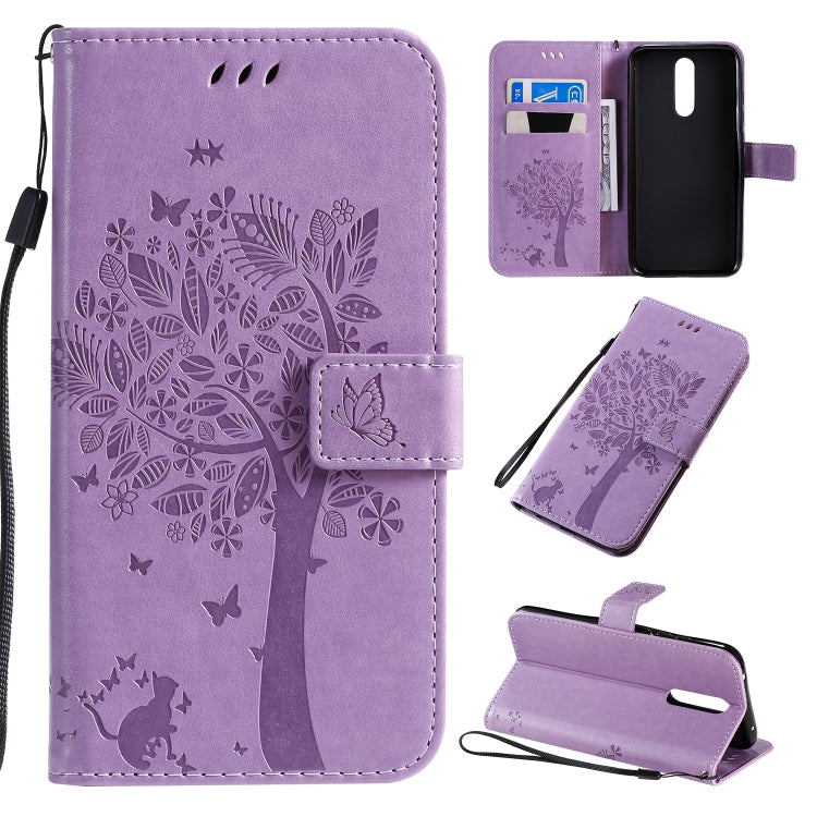 Tree & Cat Pattern Pressed Printing Horizontal Flip PU Leather Case with Holder & Card Slots & Wallet & Lanyard, For Xiaomi Redmi Note 8T, For Xiaomi Redmi 8
