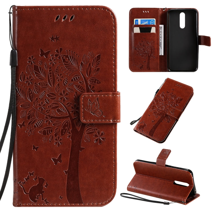 Tree & Cat Pattern Pressed Printing Horizontal Flip PU Leather Case with Holder & Card Slots & Wallet & Lanyard, For Xiaomi Redmi Note 8T, For Xiaomi Redmi 8