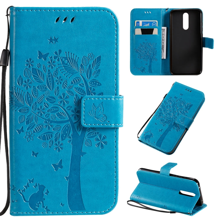 Tree & Cat Pattern Pressed Printing Horizontal Flip PU Leather Case with Holder & Card Slots & Wallet & Lanyard, For Xiaomi Redmi Note 8T, For Xiaomi Redmi 8
