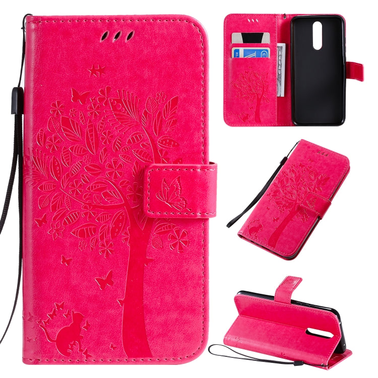 Tree & Cat Pattern Pressed Printing Horizontal Flip PU Leather Case with Holder & Card Slots & Wallet & Lanyard, For Xiaomi Redmi Note 8T, For Xiaomi Redmi 8