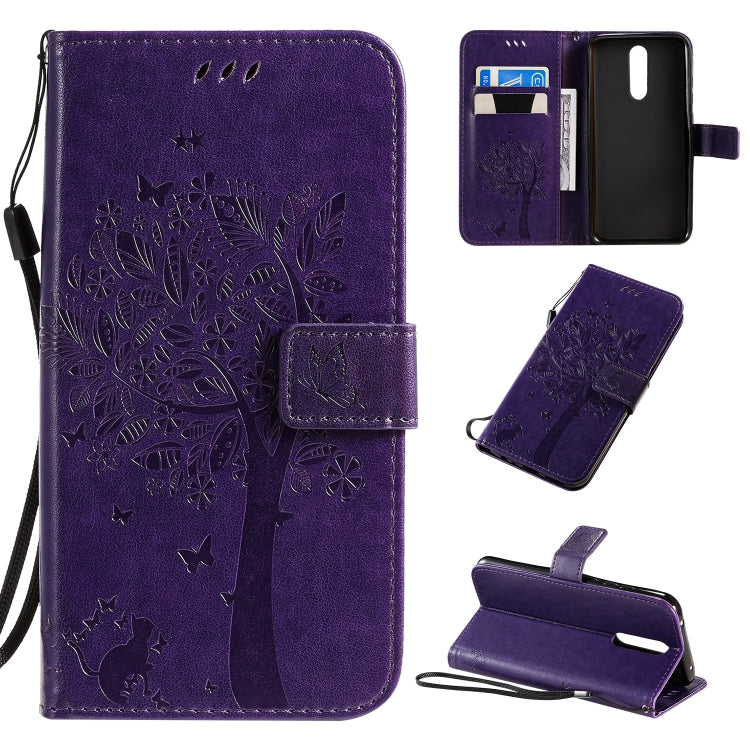 Tree & Cat Pattern Pressed Printing Horizontal Flip PU Leather Case with Holder & Card Slots & Wallet & Lanyard, For Xiaomi Redmi Note 8T, For Xiaomi Redmi 8