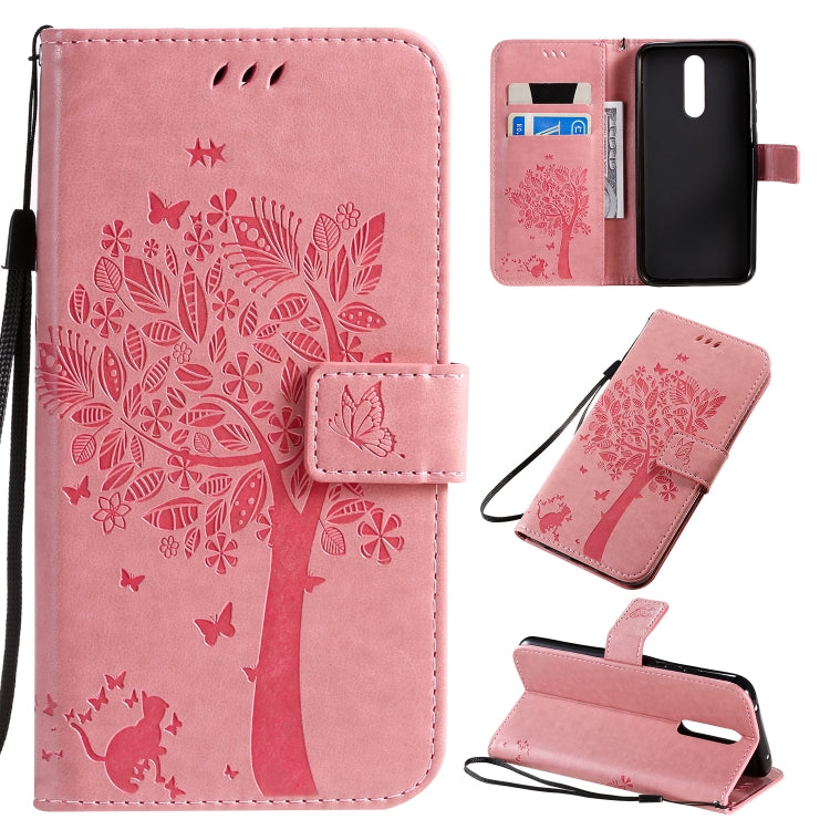 Tree & Cat Pattern Pressed Printing Horizontal Flip PU Leather Case with Holder & Card Slots & Wallet & Lanyard, For Xiaomi Redmi Note 8T, For Xiaomi Redmi 8