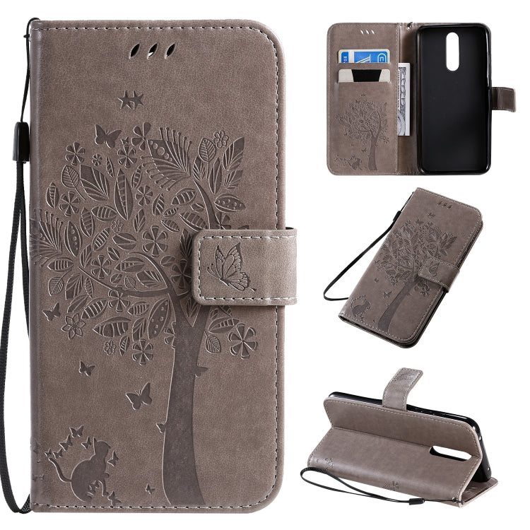 Tree & Cat Pattern Pressed Printing Horizontal Flip PU Leather Case with Holder & Card Slots & Wallet & Lanyard, For Xiaomi Redmi Note 8T, For Xiaomi Redmi 8