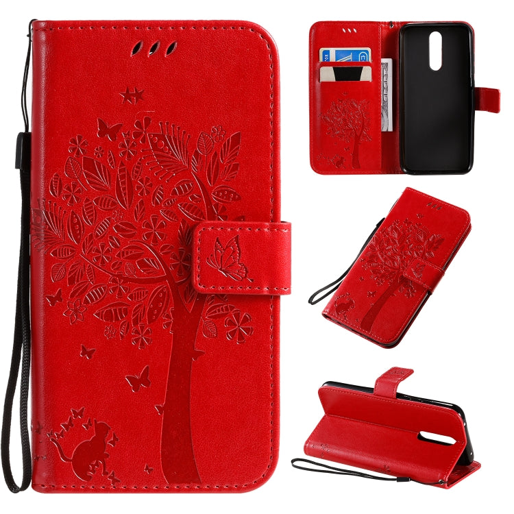 Tree & Cat Pattern Pressed Printing Horizontal Flip PU Leather Case with Holder & Card Slots & Wallet & Lanyard, For Xiaomi Redmi Note 8T, For Xiaomi Redmi 8