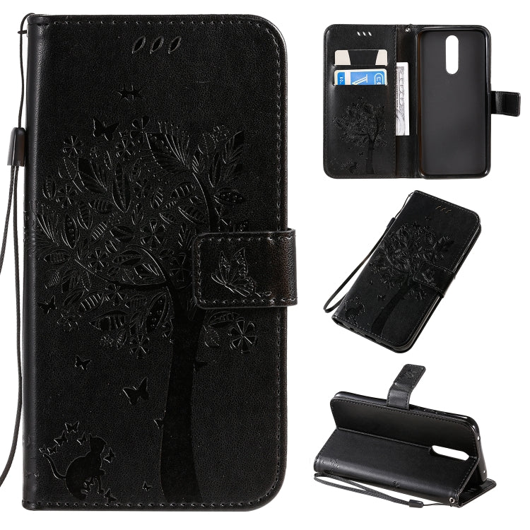 Tree & Cat Pattern Pressed Printing Horizontal Flip PU Leather Case with Holder & Card Slots & Wallet & Lanyard, For Xiaomi Redmi Note 8T, For Xiaomi Redmi 8