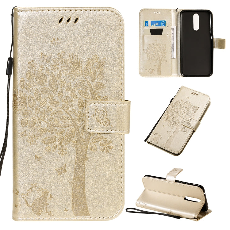 Tree & Cat Pattern Pressed Printing Horizontal Flip PU Leather Case with Holder & Card Slots & Wallet & Lanyard, For Xiaomi Redmi Note 8T, For Xiaomi Redmi 8
