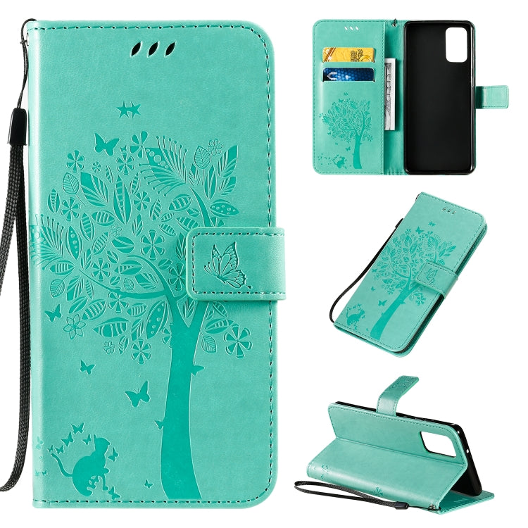 Tree & Cat Pattern Pressed Printing Horizontal Flip PU Leather Case with Holder & Card Slots & Wallet & Lanyard, For Galaxy S20+, For Galaxy S20 Ultra