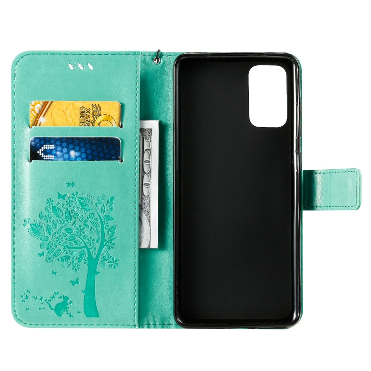Tree & Cat Pattern Pressed Printing Horizontal Flip PU Leather Case with Holder & Card Slots & Wallet & Lanyard, For Galaxy S20+, For Galaxy S20 Ultra