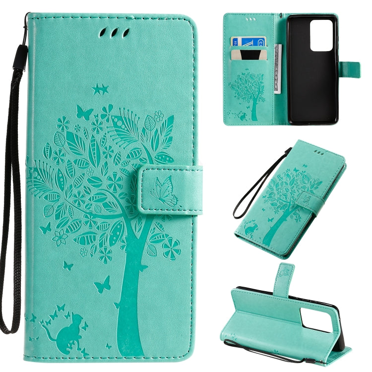 Tree & Cat Pattern Pressed Printing Horizontal Flip PU Leather Case with Holder & Card Slots & Wallet & Lanyard, For Galaxy S20+, For Galaxy S20 Ultra