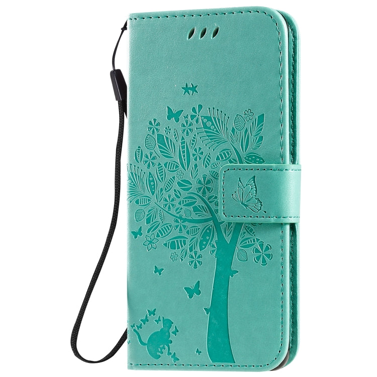 Tree & Cat Pattern Pressed Printing Horizontal Flip PU Leather Case with Holder & Card Slots & Wallet & Lanyard, For Galaxy S20