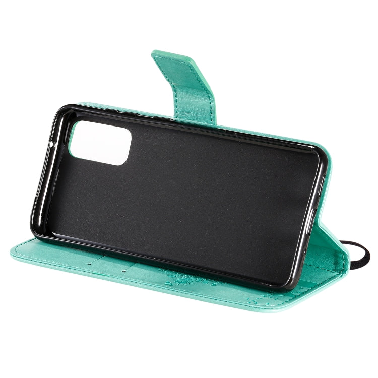 Tree & Cat Pattern Pressed Printing Horizontal Flip PU Leather Case with Holder & Card Slots & Wallet & Lanyard, For Galaxy S20