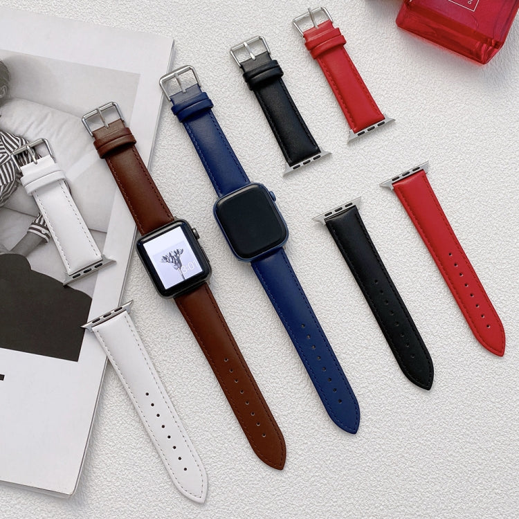 Glossy Leather Watchband For Apple Watch Series, 7 41mm / 6&SE&5&4 40mm / 3&2&1 38mm, 7 45mm / 6&SE&5&4 44mm / 3&2&1 42mm