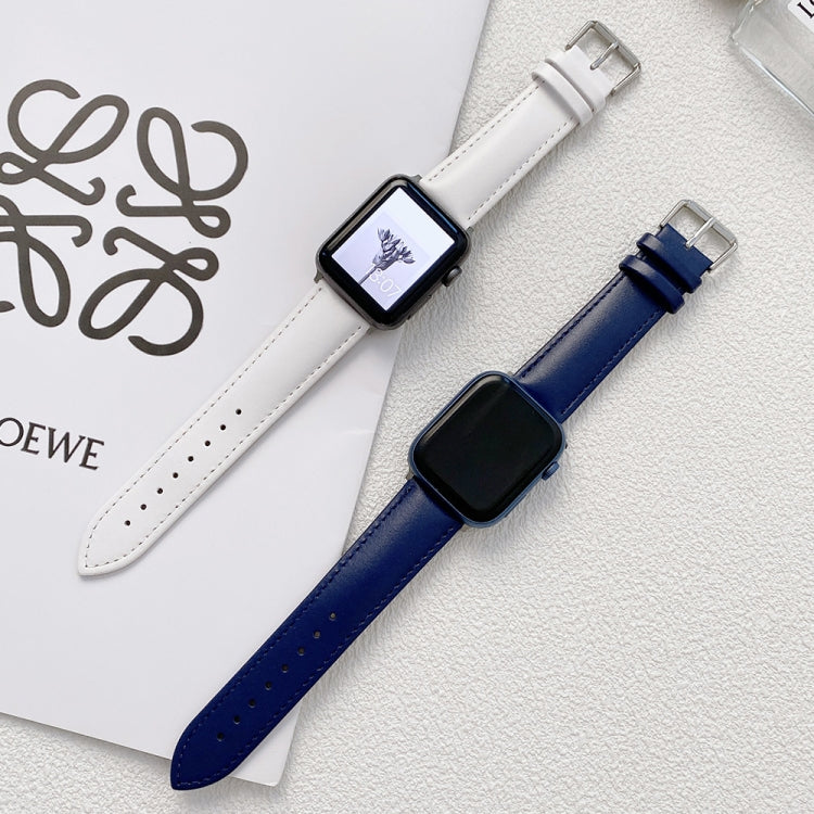 Glossy Leather Watchband For Apple Watch Series, 7 41mm / 6&SE&5&4 40mm / 3&2&1 38mm, 7 45mm / 6&SE&5&4 44mm / 3&2&1 42mm