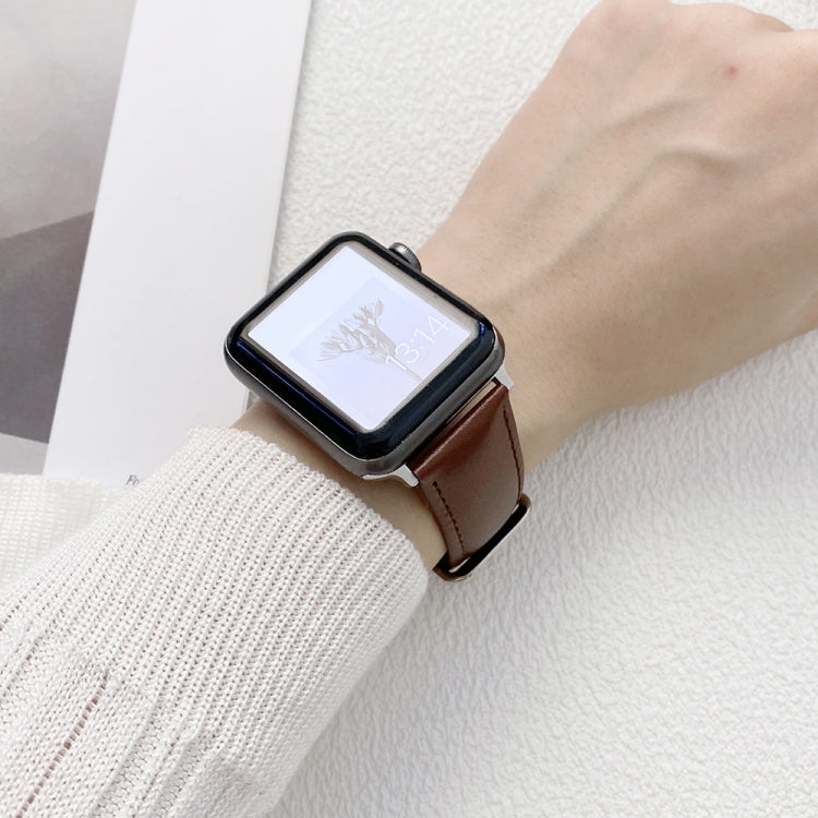 Glossy Leather Watchband For Apple Watch Series, 7 41mm / 6&SE&5&4 40mm / 3&2&1 38mm, 7 45mm / 6&SE&5&4 44mm / 3&2&1 42mm