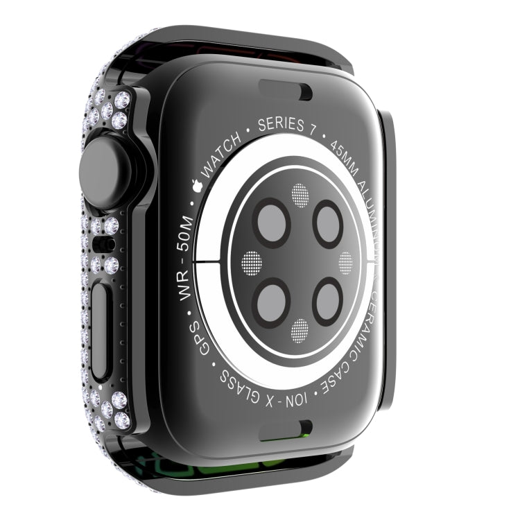 Diamond PC + Tempered Glass Watch Case For Apple Watch Series, 7 41mm, 7 45mm