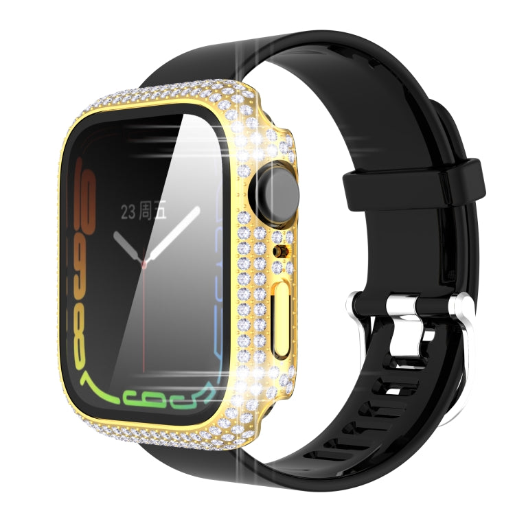 Diamond PC + Tempered Glass Watch Case For Apple Watch Series, 7 41mm, 7 45mm
