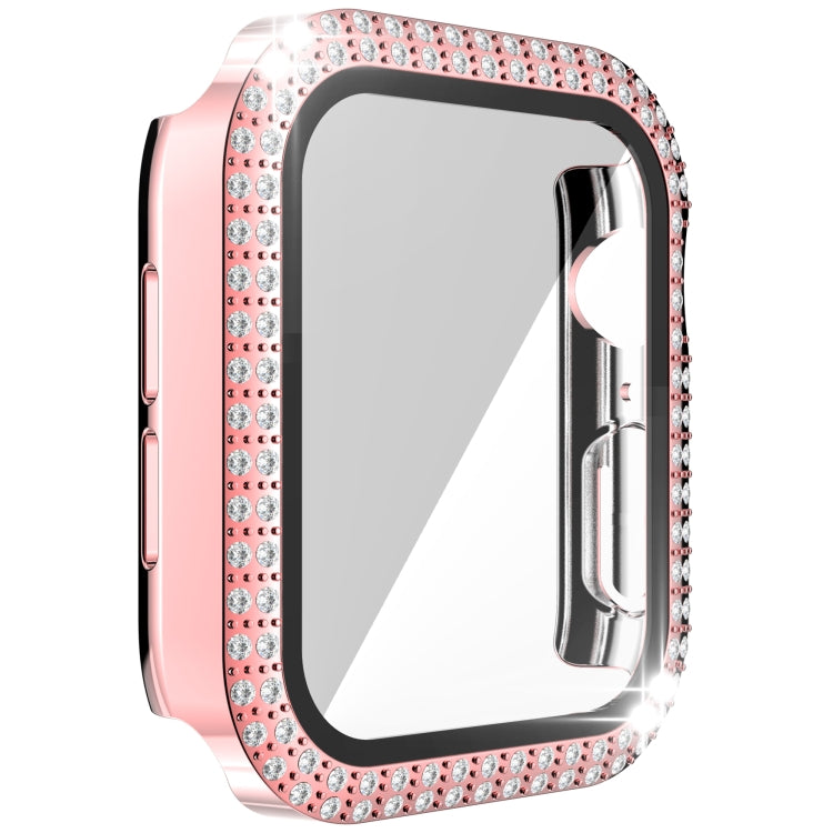 Double-Row Diamond PC+Tempered Glass Watch Case For Apple Watch Series, 6&SE&5&4 40mm, 6&SE&5&4 44mm, 6&SE&5&4 40mm / 3&2&1 38mm