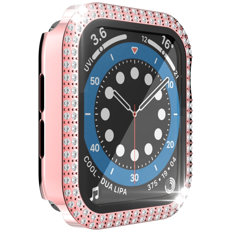 Double-Row Diamond PC+Tempered Glass Watch Case For Apple Watch Series, 6&SE&5&4 40mm, 6&SE&5&4 44mm, 6&SE&5&4 40mm / 3&2&1 38mm
